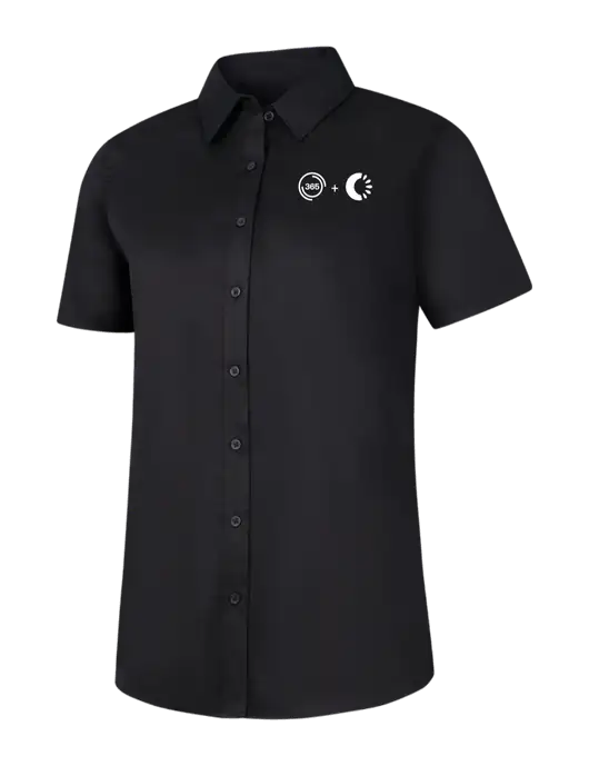 Womens Black Short Sleeve Superpro React Twill Shirt w/365 Cantaloupe Logo