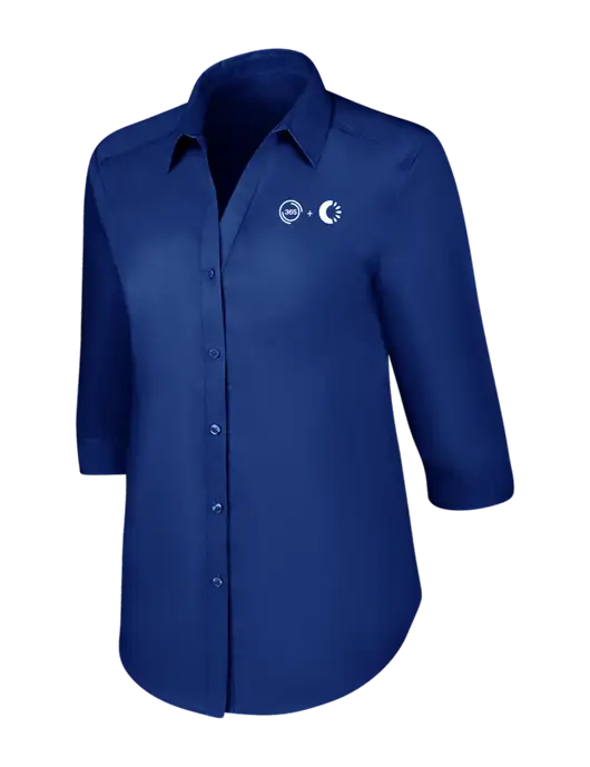 Womens Royal 3/4 Sleeve Carefree Poplin Shirt w/365 Cantaloupe Logo