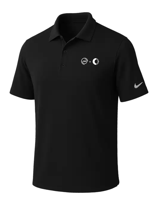 NIKE Black Dri-Fit Micro Pique Polo w/365 Cantaloupe Logo