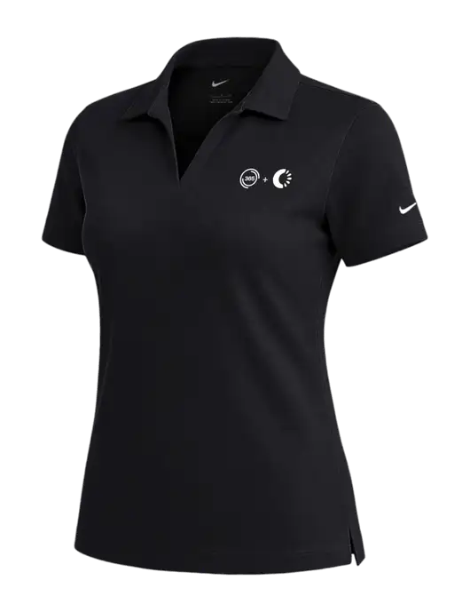 NIKE Black Womens Dri-Fit Micro Pique Polo w/365 Cantaloupe Logo