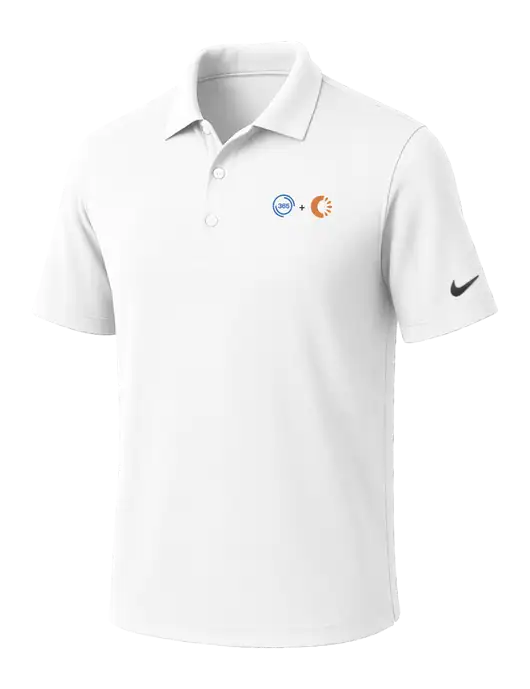 NIKE White Dri-Fit Micro Pique Polo w/365 Cantaloupe Logo