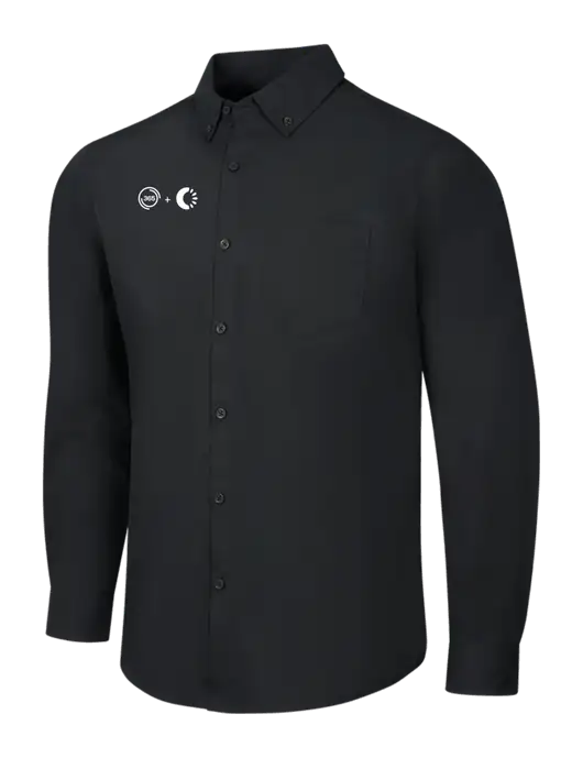 Black Long Sleeve Carefree Poplin Shirt w/365 Cantaloupe Logo