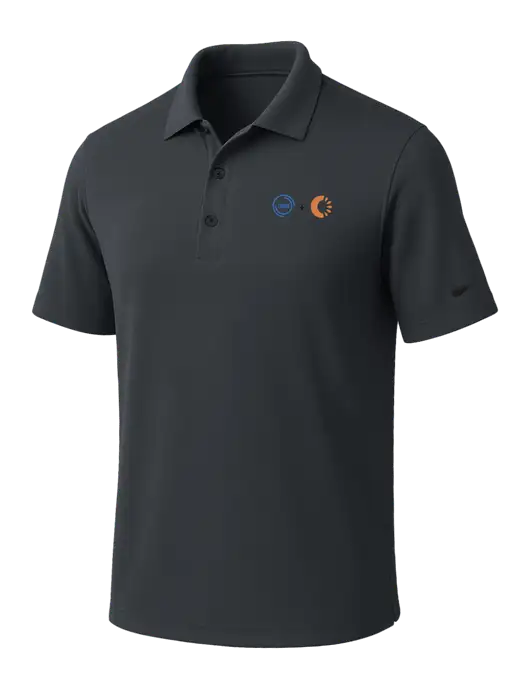 NIKE Dark Grey Dri-Fit Micro Pique Polo w/365 Cantaloupe Logo