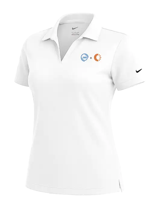 NIKE White Womens Dri-Fit Micro Pique Polo w/365 Cantaloupe Logo