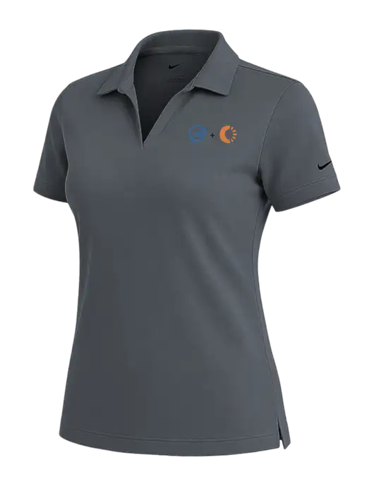 NIKE Dark Grey Womens Dri-Fit Micro Pique Polo w/365 Cantaloupe Logo