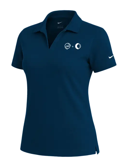 NIKE Navy Womens Dri-Fit Micro Pique Polo w/365 Cantaloupe Logo