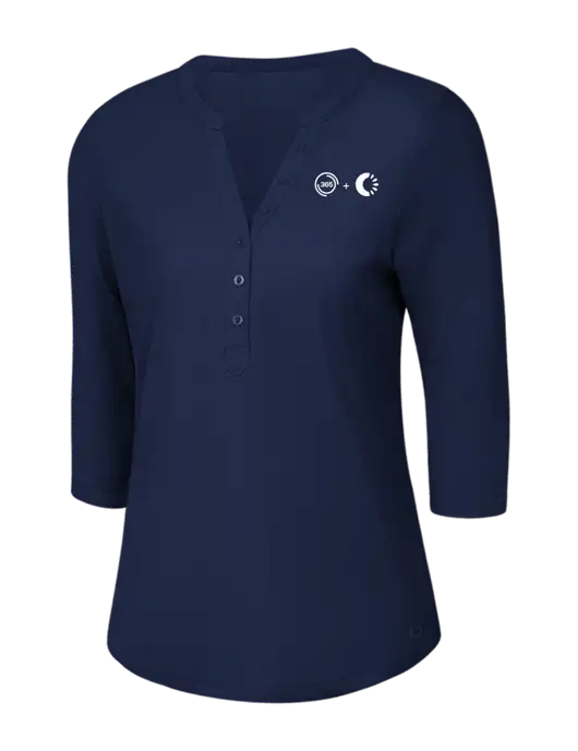 OGIO Navy Jewel Henley w/365 Cantaloupe Logo