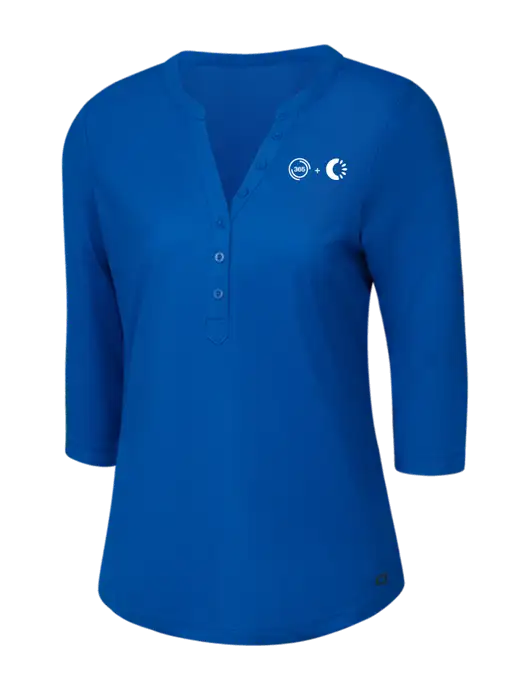 OGIO Royal Blue Jewel Henley w/365 Cantaloupe Logo