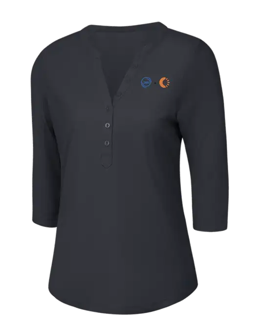 OGIO Charcoal Grey Jewel Henley w/365 Cantaloupe Logo