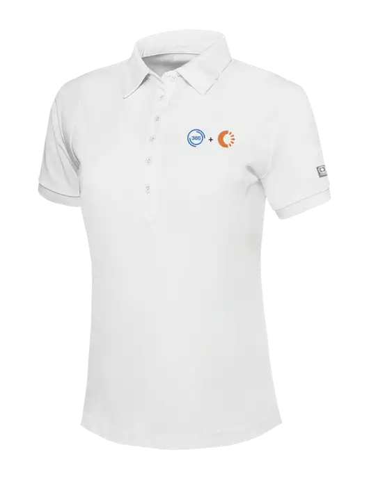 OGIO Womens Bright White Jewel Polo w/365 Cantaloupe Logo