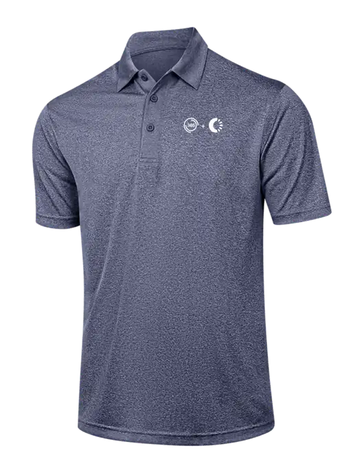 Navy Heather Contender Polo w/365 Cantaloupe Logo