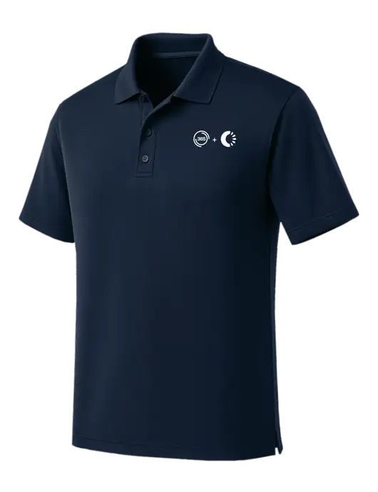 Dark Navy Dry Zone UV Micro Mesh Polo w/365 Cantaloupe Logo