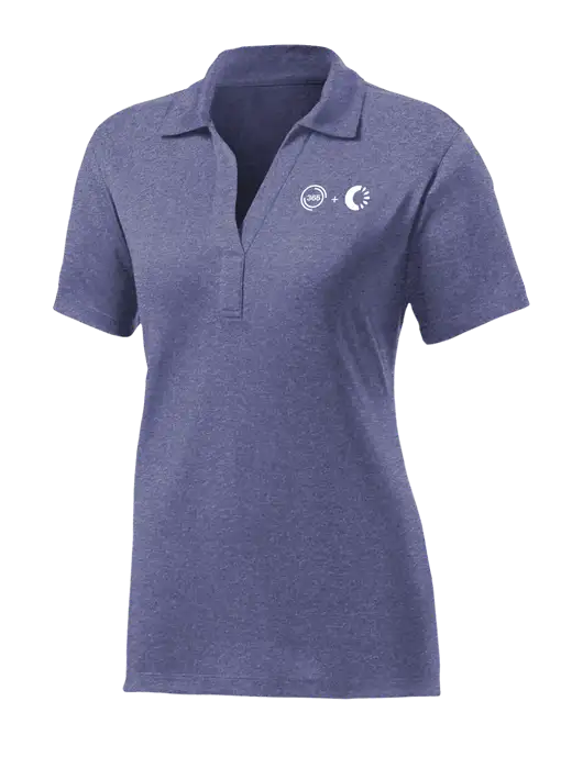 Womens Navy Heather Contender Polo w/365 Cantaloupe Logo