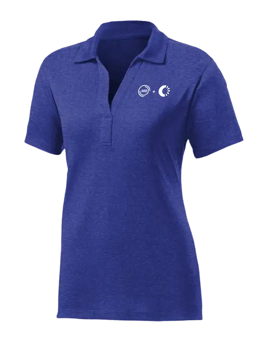 Womens Dark Royal Heather Contender Polo w/365 Cantaloupe Logo