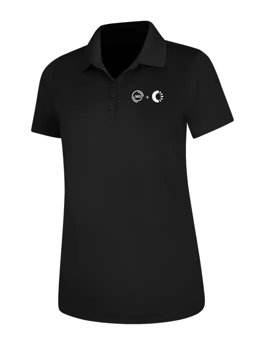 Black Womens Dry Zone UV Mesh Polo w/365 Cantaloupe Logo