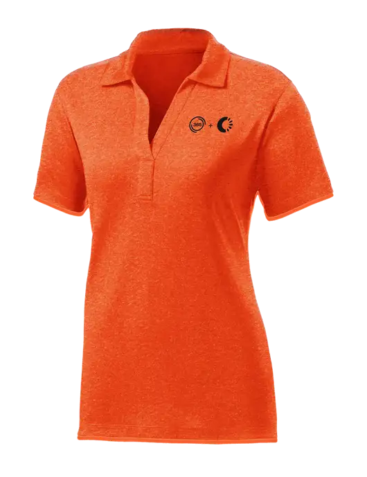 Womens Orange Heather Contender Polo w/365 Cantaloupe Logo