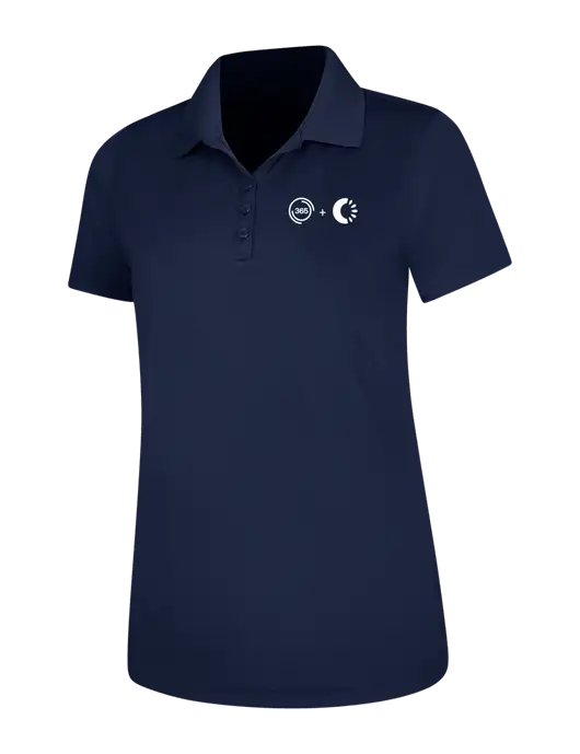 Dark Navy Womens Dry Zone UV Mesh Polo w/365 Cantaloupe Logo