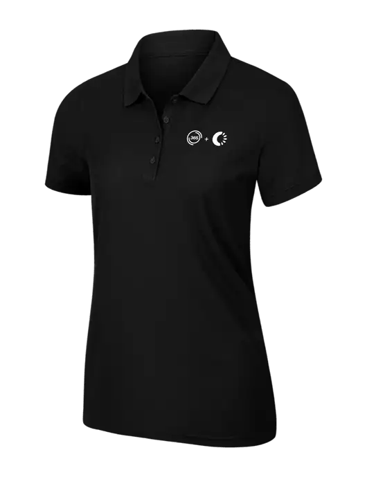 Womens Black Core Classic Pique Polo w/365 Cantaloupe Logo