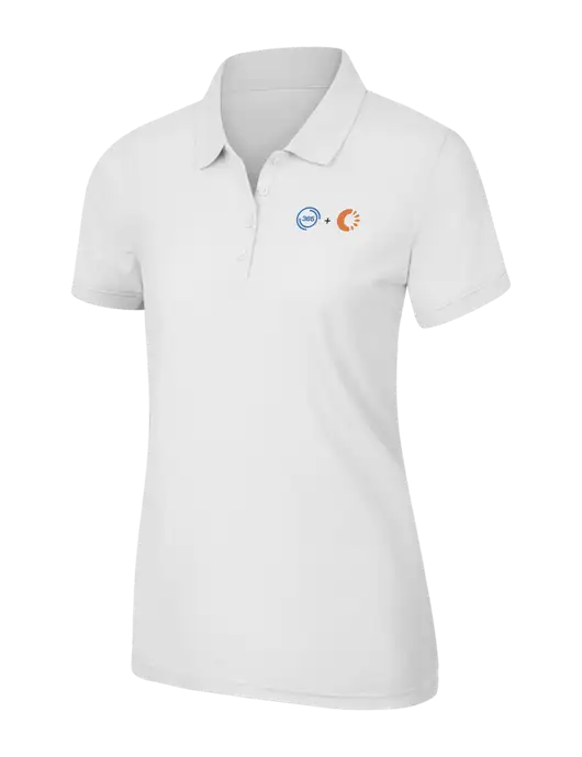 White Womens Core Classic Pique Polo w/365 Cantaloupe Logo