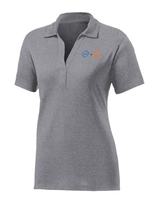 Womens Medium Grey Heather Contender Polo w/365 Cantaloupe Logo