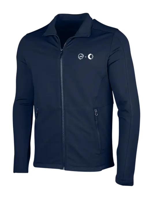 Navy Grid Fleece Jacket w/365 Cantaloupe Logo
