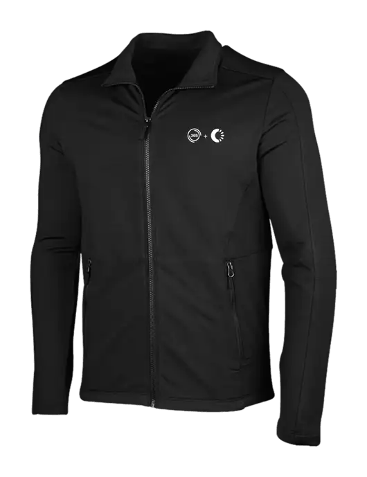 Deep Black Grid Fleece Jacket w/365 Cantaloupe Logo
