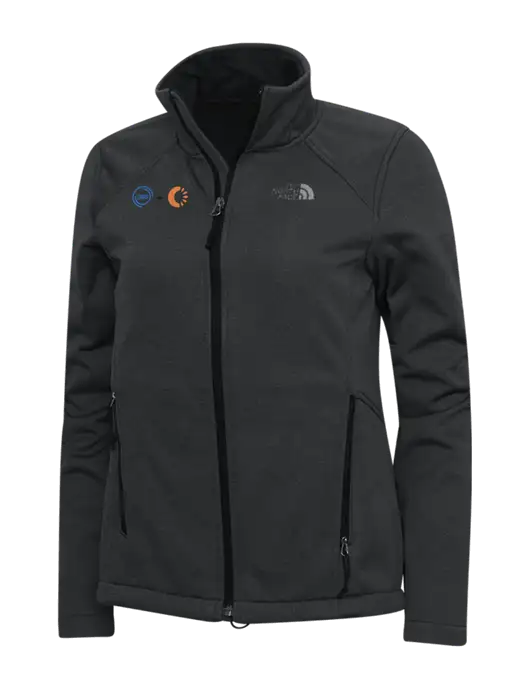 North Face Dark Grey Heather Womens Ridgewall Soft Shell Jacket w/365 Cantaloupe Logo