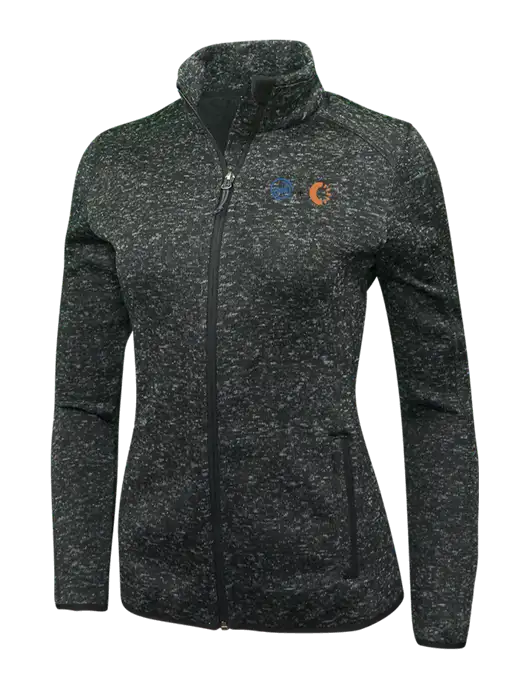 Black Heather Womens Sweater Fleece Jacket w/365 Cantaloupe Logo