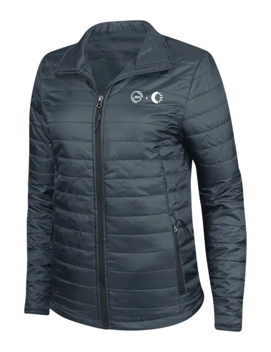 Navy Womens Puffy Packable Jacket w/365 Cantaloupe Logo