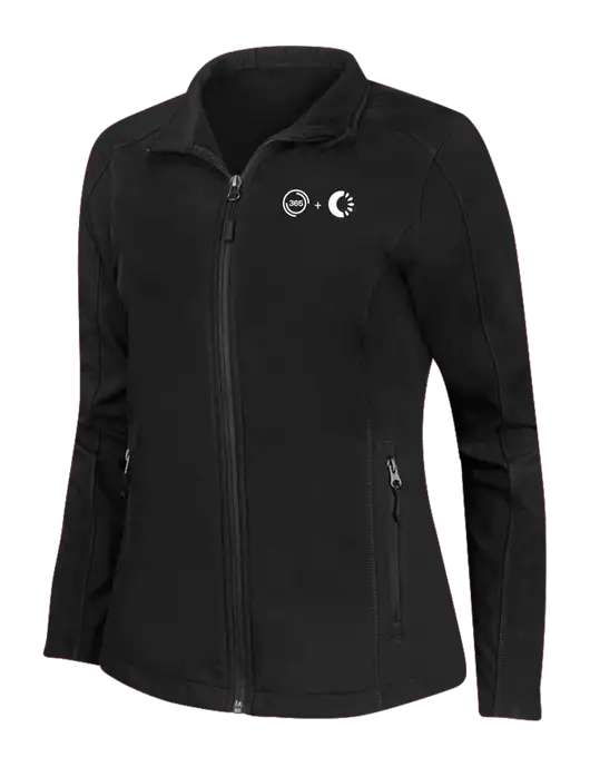 Black Womens Core Soft Shell Jacket w/365 Cantaloupe Logo