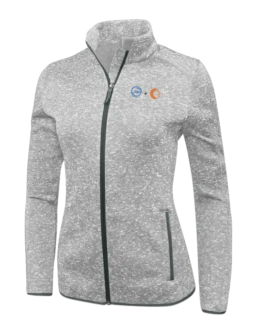 Grey Heather Womens Sweater Fleece Jacket w/365 Cantaloupe Logo
