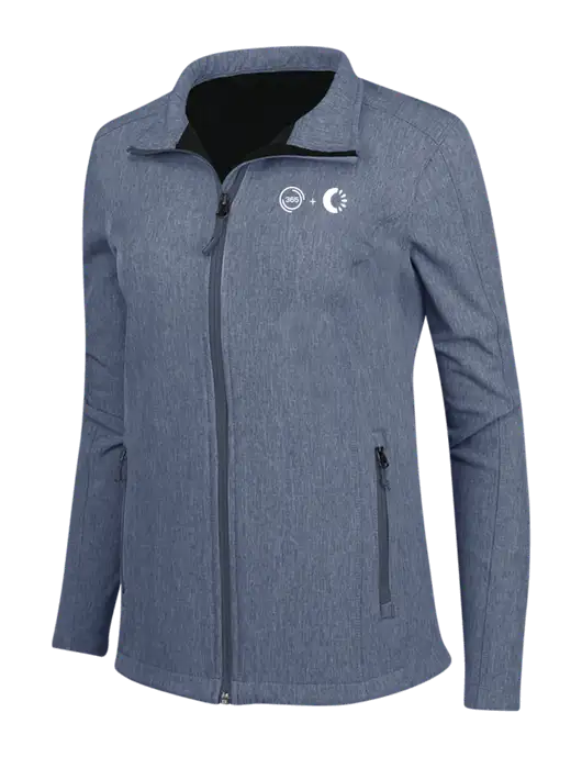 Navy Heather Womens Core Soft Shell Jacket w/365 Cantaloupe Logo