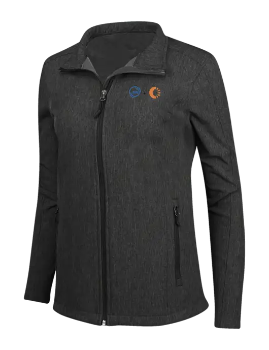 Black Charcoal Heather Womens Core Soft Shell Jacket w/365 Cantaloupe Logo