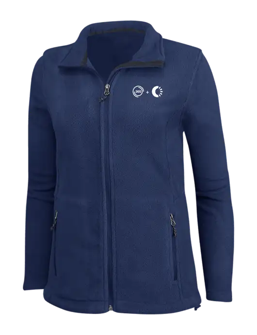 Womens Navy Fleece Jacket w/365 Cantaloupe Logo