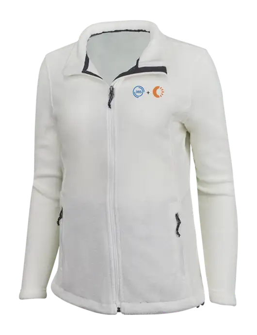 Womens White Fleece Jacket w/365 Cantaloupe Logo