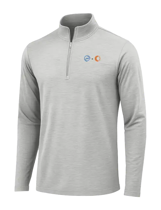 Light Grey Heather Posicharge Tri-Blend Wicking 1/4 Zip Pullover w/365 Cantaloupe Logo
