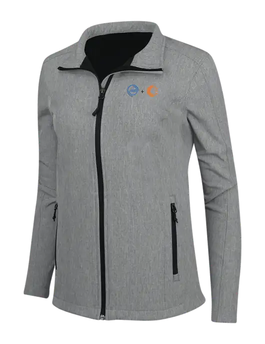Medium Grey Heather Womens Core Soft Shell Jacket w/365 Cantaloupe Logo