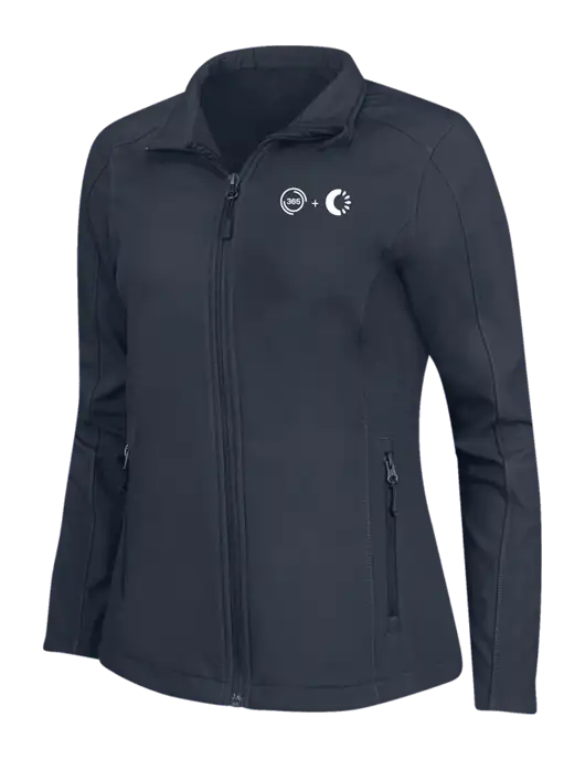 Navy Womens Core Soft Shell Jacket w/365 Cantaloupe Logo
