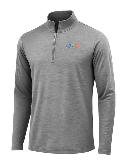 Dark Grey Heather Posicharge Tri-Blend Wicking 1/4 Zip Pullover w/365 Cantaloupe Logo