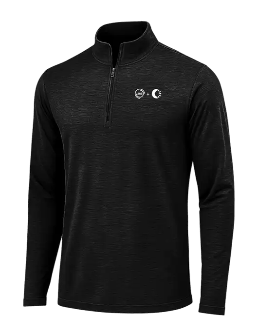 Black Triad Solid Posicharge Tri-Blend Wicking 1/4 Zip Pullover w/365 Cantaloupe Logo