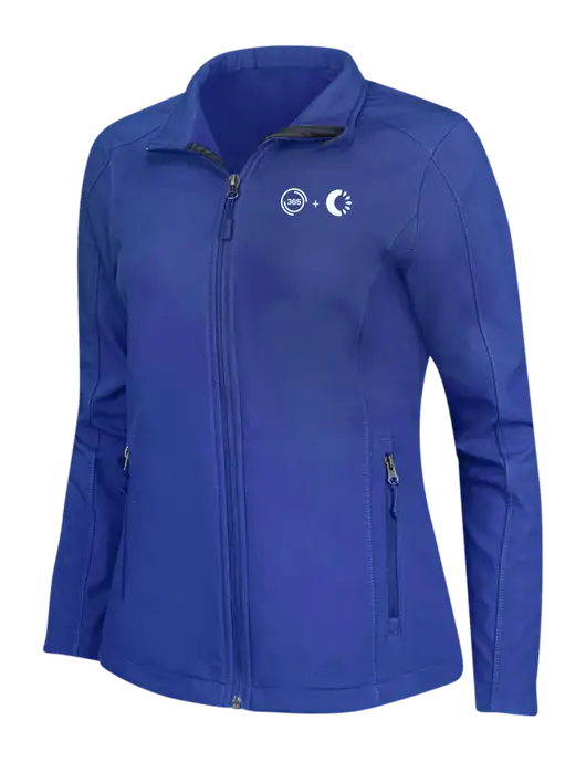 Dark Royal Womens Core Soft Shell Jacket w/365 Cantaloupe Logo