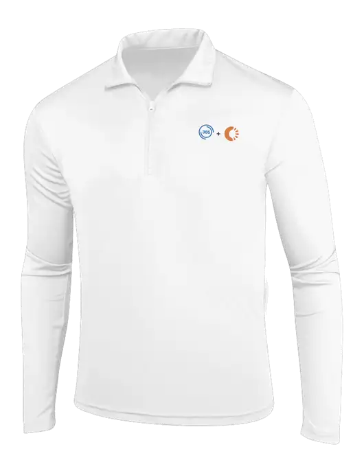 White PosiCharge Competitor 1/4 Zip Pullover w/365 Cantaloupe Logo
