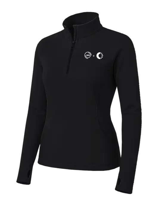 Womens Black Sport Wick Stretch 1/4 Zip Pullover w/365 Cantaloupe Logo