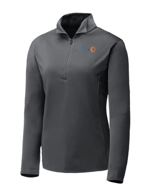 Dark Grey Womens Posicharge Competitor ¼ Zip Pullover w/365 Cantaloupe Logo