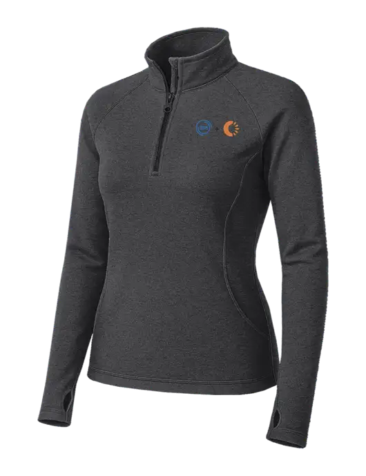 Dark Grey Heather Womens Sport Wick Stretch 1/4 Zip Pullover w/365 Cantaloupe Logo