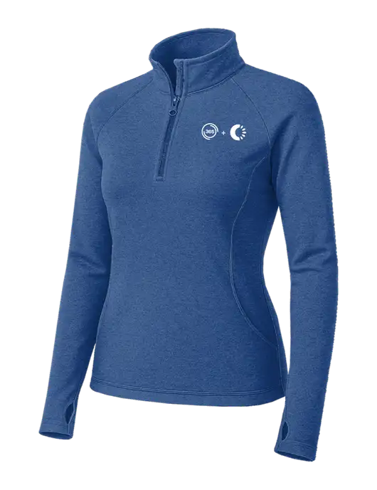Royal Heather Womens Sport Wick Stretch 1/4 Zip Pullover w/365 Cantaloupe Logo