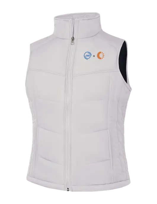 Womens White/Dark Slate Puffy Vest w/365 Cantaloupe Logo