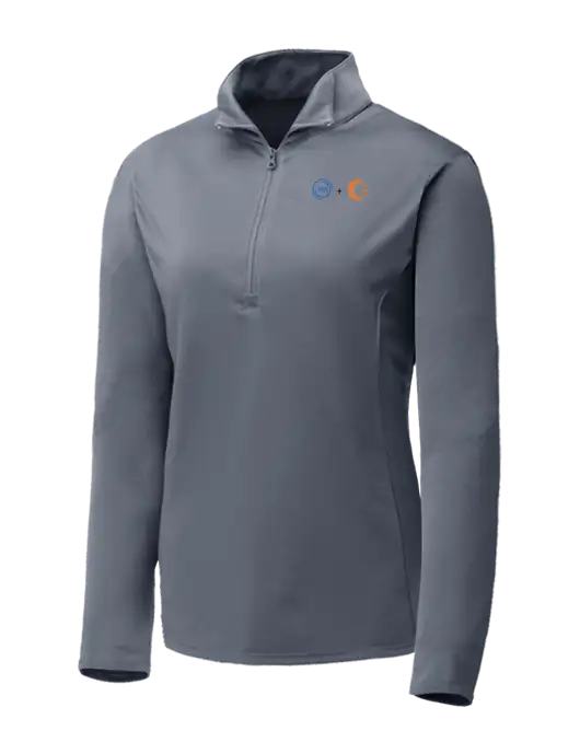 Medium Grey Womens Posicharge Competitor ¼ Zip Pullover w/365 Cantaloupe Logo