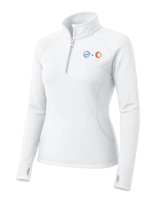 White Womens Sport Wick Stretch 1/4 Zip Pullover w/365 Cantaloupe Logo