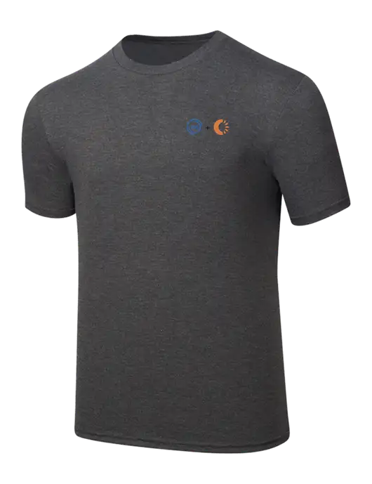 Simply Soft Heathered Charcoal 4.5oz  Poly/Combed Ring Spun Cotton T-Shirt w/365 Cantaloupe Logo